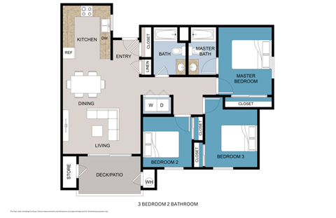 Sunny View three bedroom two bathroom floor plan